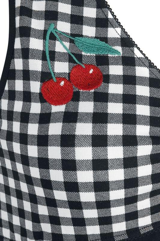 Gothicana By Emp "Vichy Cherry Dress" Midi Dress Black-white By Pussy Deluxe