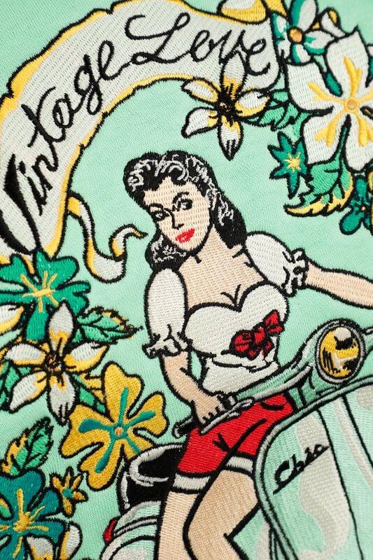 Gothicana By Emp "Vintage Love" Varsity Jacket Beige-green By Queen Kerosin