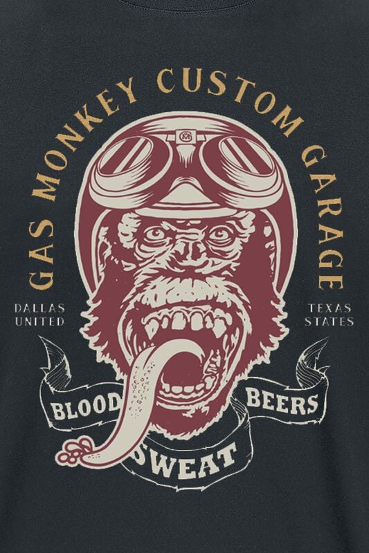 Gothicana By Emp "Vintage Monkey" T-Shirt Black By Gas Monkey Garage