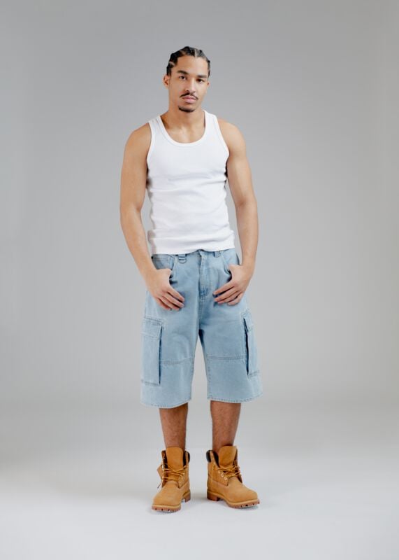 Gothicana By Emp "Voyager Shorts - Bleach" Shorts Blue By Chet Rock