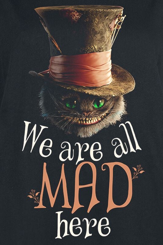 Gothicana By Emp "We Are All Mad Here" T-Shirt Black By Alice In Wonderland
