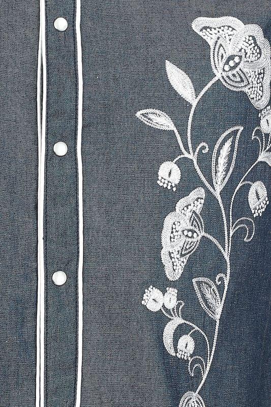 Gothicana By Emp "Western Shirt" Short-sleeved Shirt Blue By King Kerosin