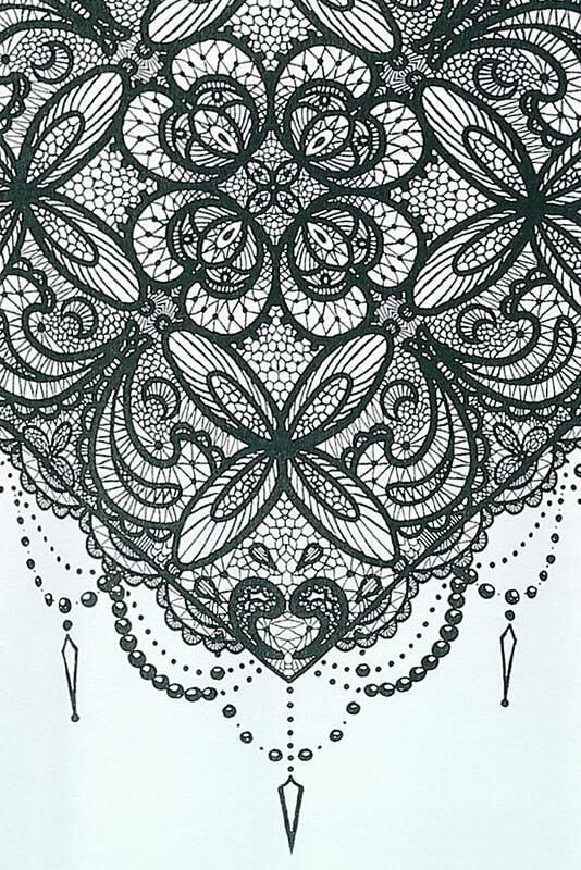 Gothicana By Emp "White Top With Colour-Gradient And Print" Top White-turquoise By Full Volume By EMP