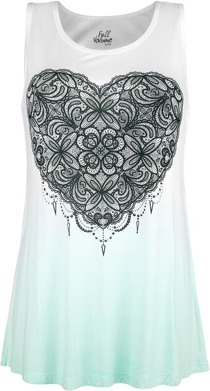 gothicana by emp "White Top with Colour-Gradient and Print" Top white-turquoise by Full Volume by EMP