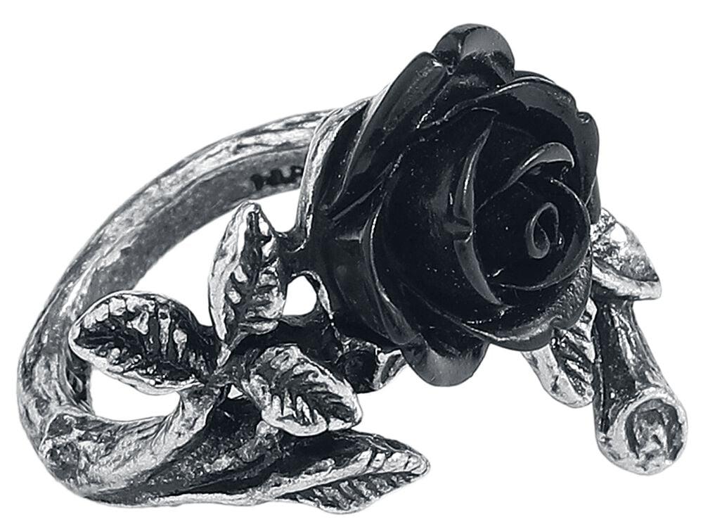 Gothicana By Emp "Wild Black Rose Ring" Ring Silver-coloured By Alchemy Gothic
