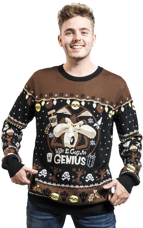 Gothicana By Emp "Wile E Coyote - Genius" Christmas Jumper Multicolour By Looney Tunes