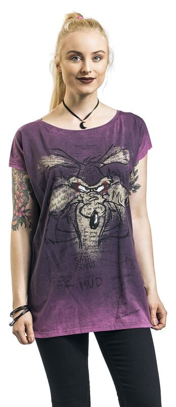 Gothicana By Emp "Wile E. Coyote - Genius" T-Shirt Lilac By Looney Tunes