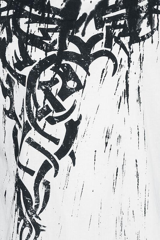 Gothicana By Emp "Wings Tattoo Splashed Strips" T-Shirt White By Outer Vision