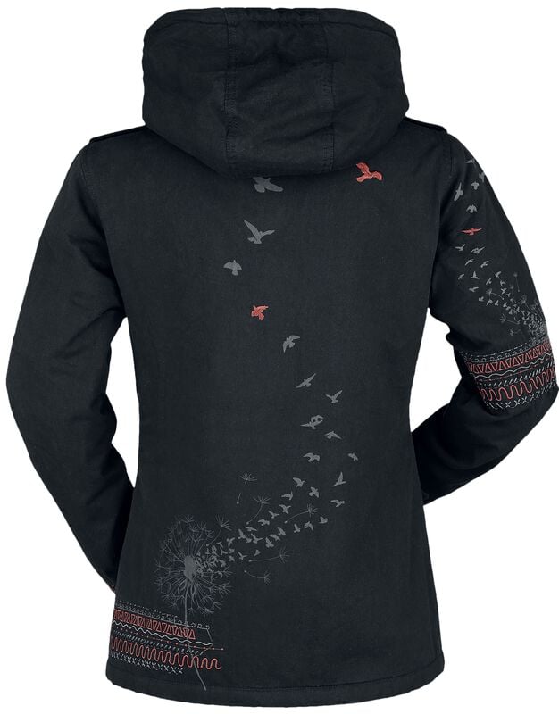 Gothicana By Emp "Winter Jacket With Prints And Embroidery" Winter Jacket Black By Full Volume By EMP