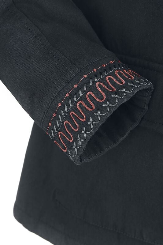 Gothicana By Emp "Winter Jacket With Prints And Embroidery" Winter Jacket Black By Full Volume By EMP