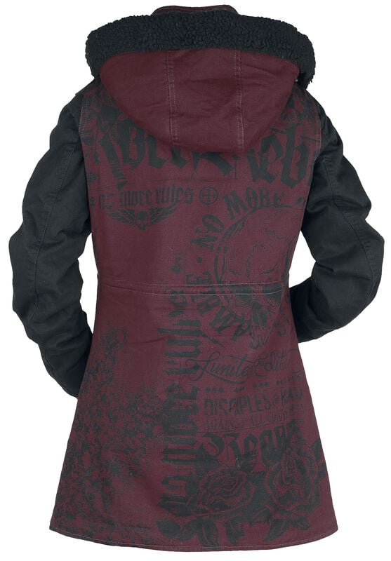 Gothicana By Emp "Winter Jacket With Rock Rebel Prints" Winter Jacket Red-black By Rock Rebel By EMP