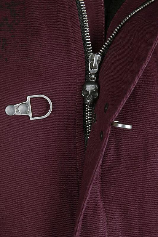 Gothicana By Emp "Winter Jacket With Rock Rebel Prints" Winter Jacket Red-black By Rock Rebel By EMP
