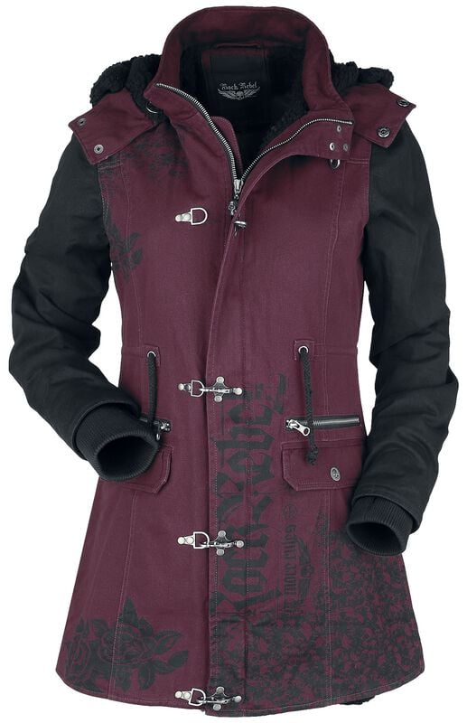 gothicana by emp "Winter jacket with Rock Rebel prints" Winter Jacket red-black by Rock Rebel by EMP