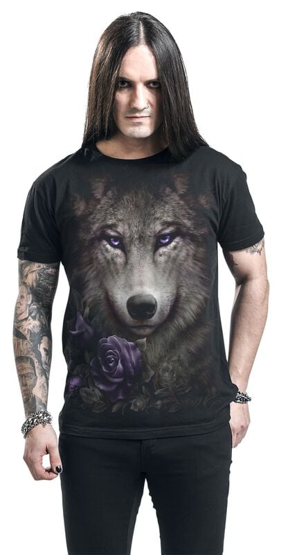 Gothicana By Emp "Wolf Roses" T-Shirt Black By Spiral