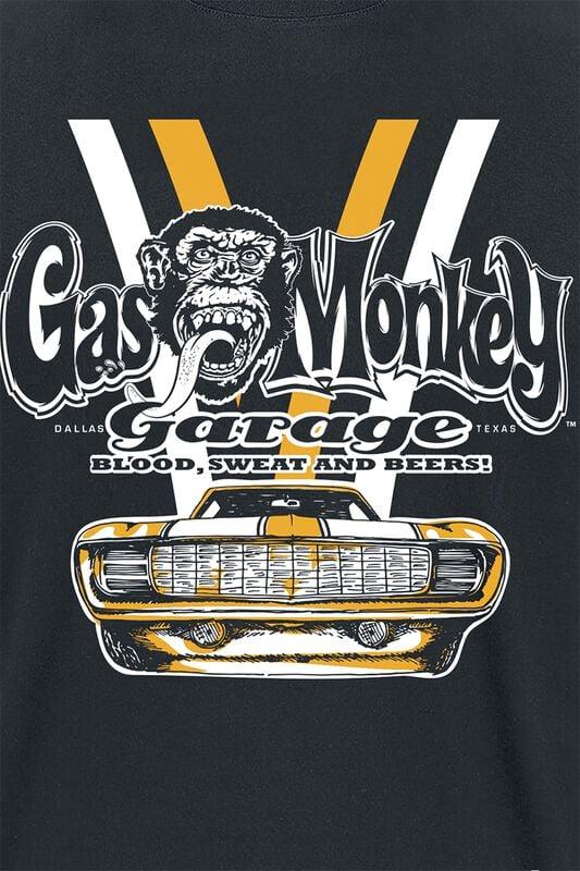 Gothicana By Emp "Yellow And White Car" T-Shirt Black By Gas Monkey Garage