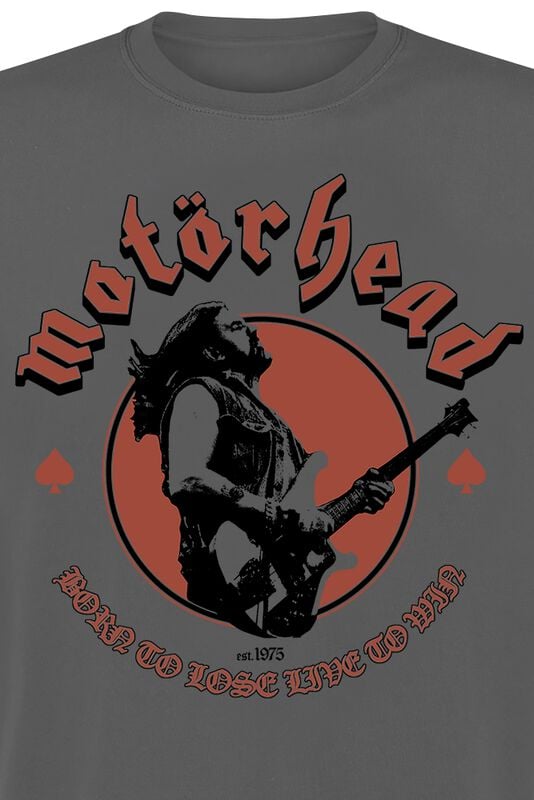 Gothicana By Emp "Young Lemmy Born To Lose" T-Shirt Charcoal By Motörhead