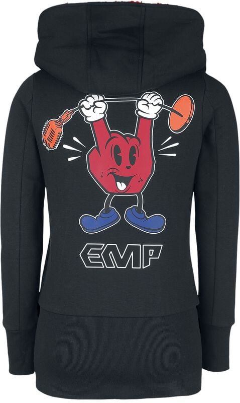 Gothicana By Emp "Zip Hoodie With Rock Hand Motif And EMP Logo" Hoodie Jacket Black By EMP Stage Collection