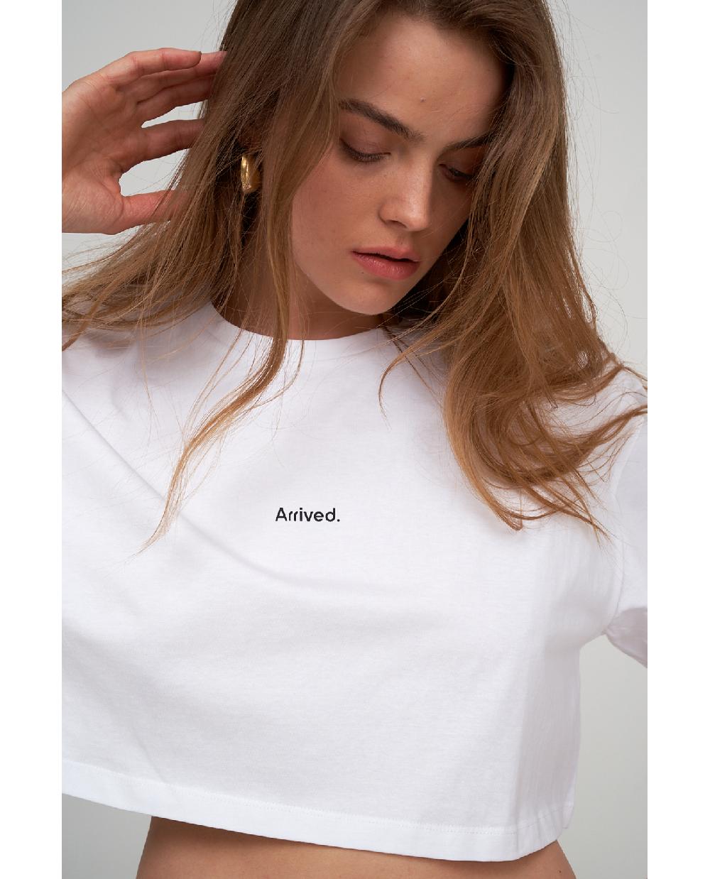 Gottex Airport Cropped Cotton Graphic T-Shirt White