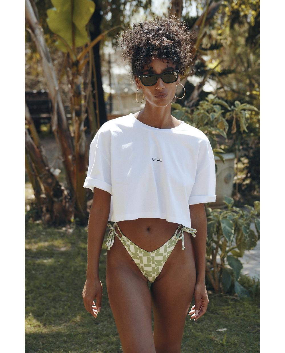 Gottex Airport Cropped Cotton Graphic T-Shirt White