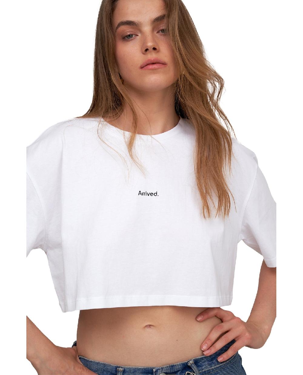 gottex Airport Cropped Cotton Graphic T-Shirt White