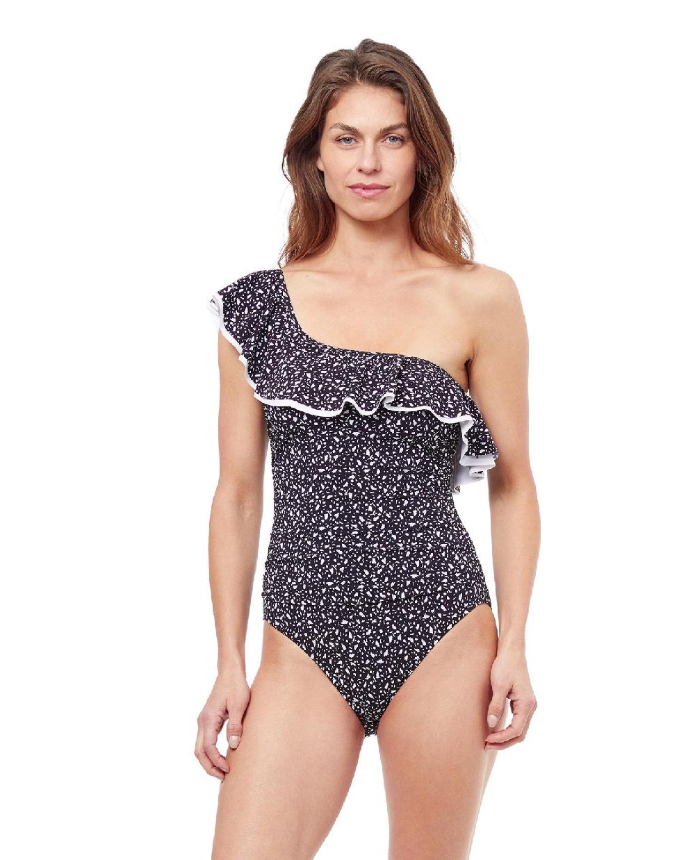 gottex Bash Ruffle One Shoulder One Piece Swimsuit Profile