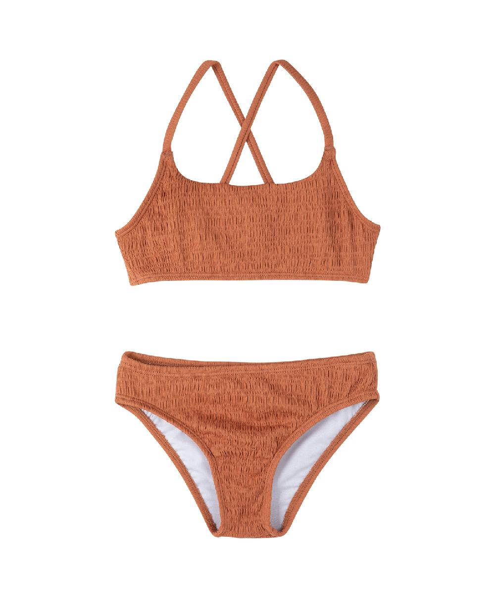 gottex Beach Day Textured Criss Cross Strap Swim Set Terracota