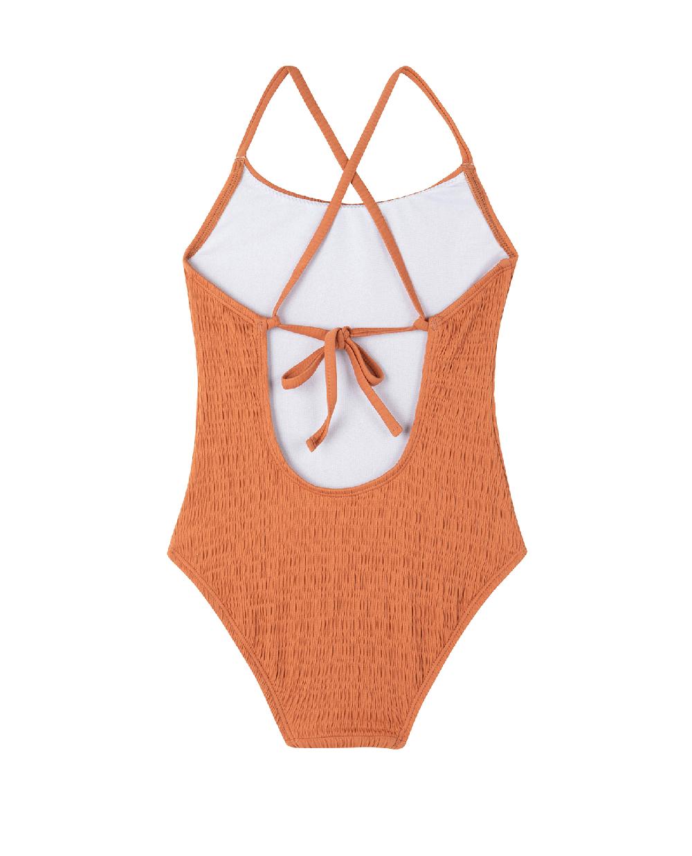 Gottex Beach Day Textured Criss Cross Tie Back One Piece Terracota