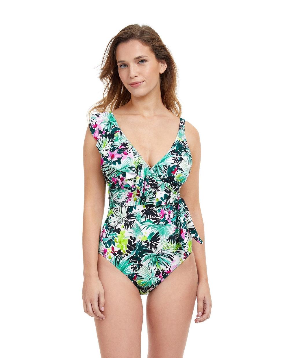 gottex Beautiful Day V-Neck Surplice Ruffle One Piece Swimsuit Multi