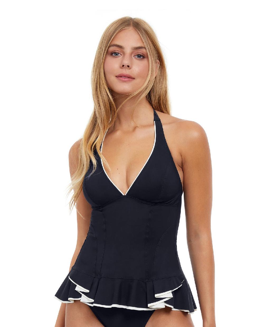 gottex Belle Curve V-Neck Halter Tankini Top Profile