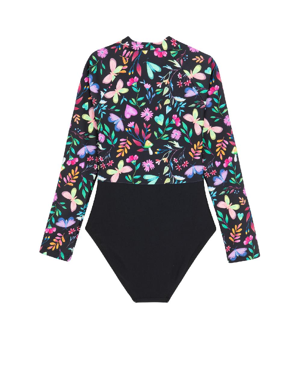 Gottex Butterfly Dream Long Sleeve Zip Front One Piece Butterfly