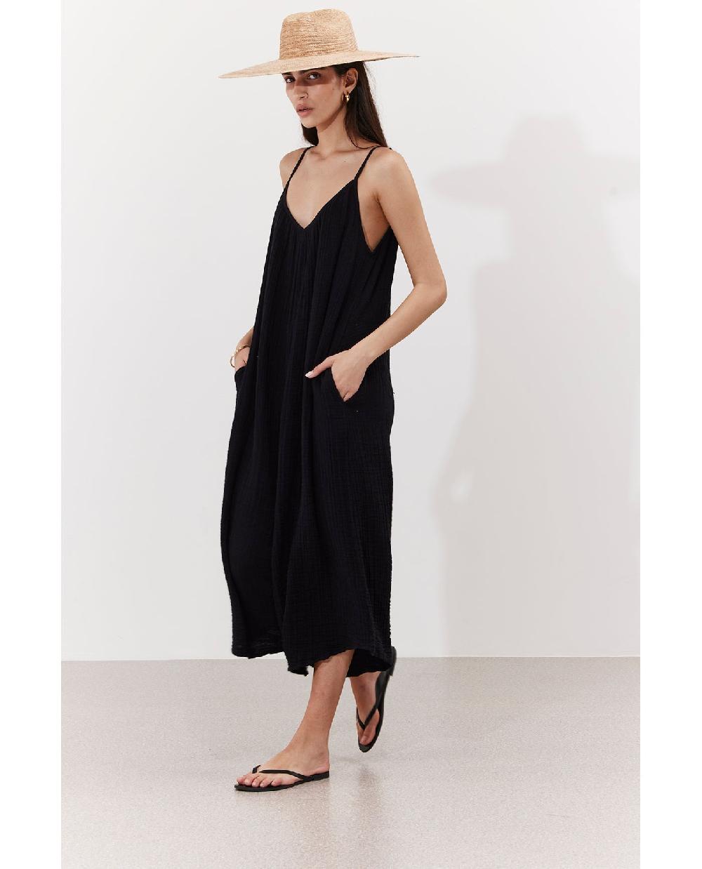Gottex Cloudshore Oversized Jumpsuit Cover-Up Black