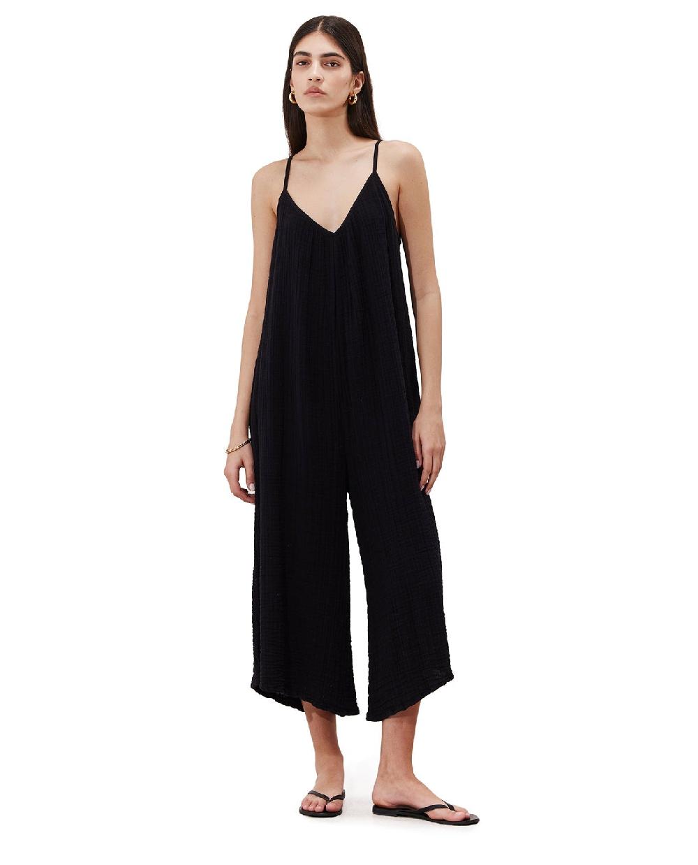 gottex Cloudshore Oversized Jumpsuit Cover-Up Black