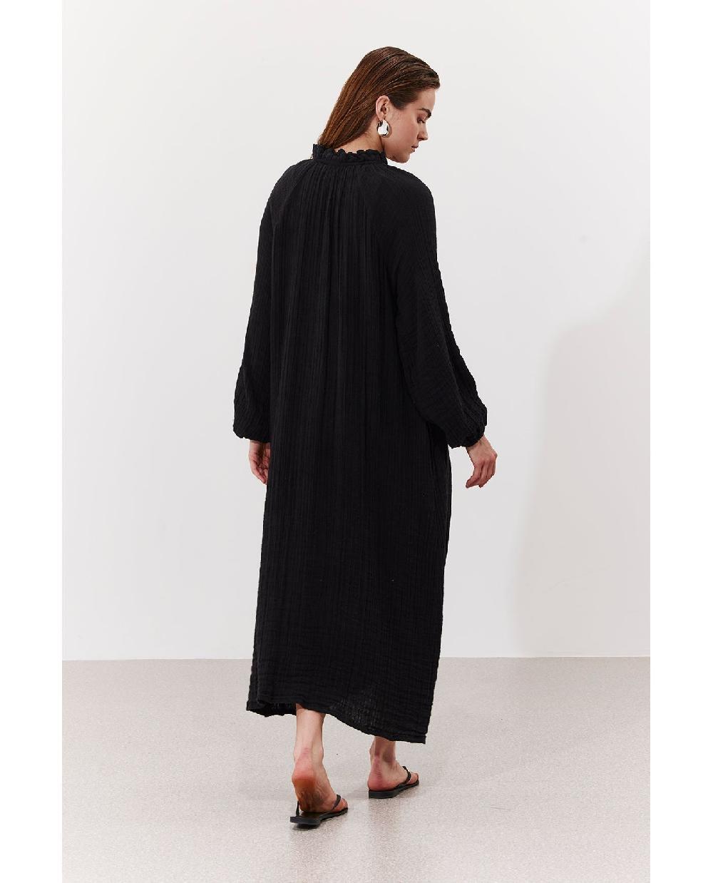 Gottex Cloudshore Ruffle Collar Dress Cover-Up Black