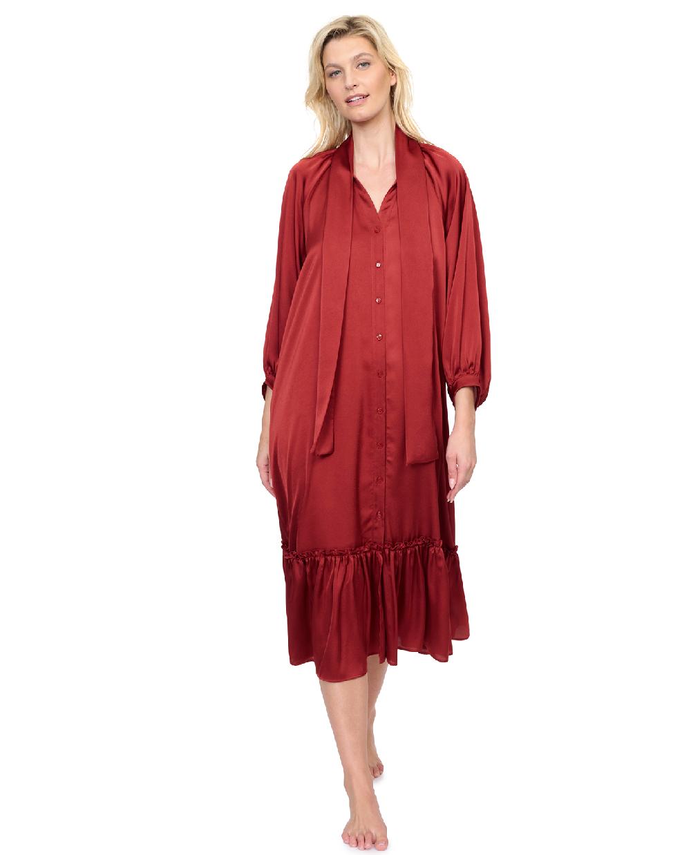 gottex Day Dreamer Button Down Maxi Long Dress with Long Sleeves Swim Cover up Day