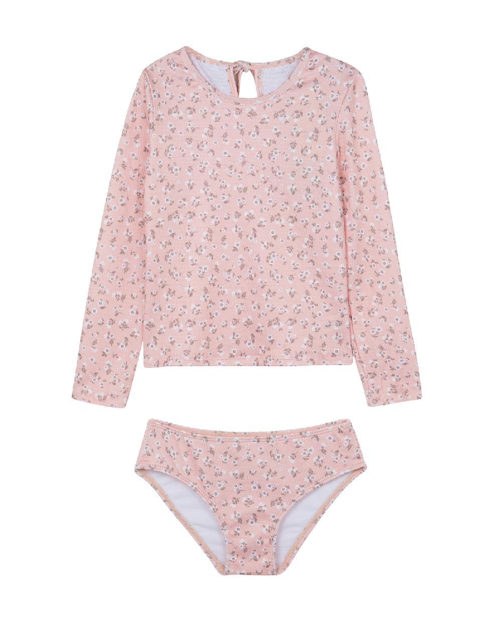 gottex Ditsy Dream Textured Long Sleeve Rash Guard Set Orange