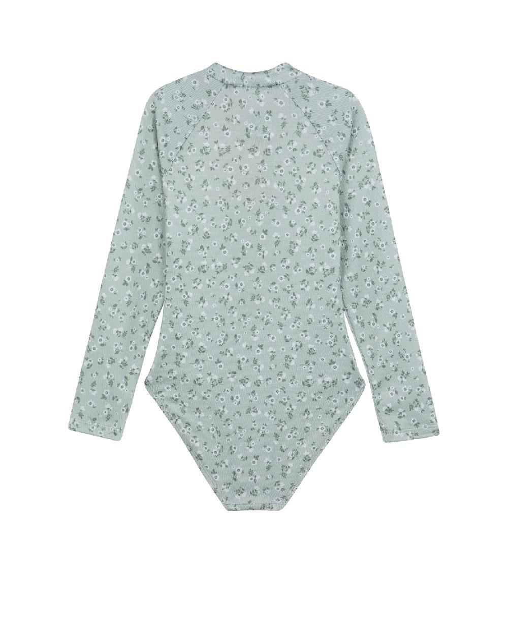 Gottex Ditsy Dream Textured Long Sleeve Zip Front One Piece Ditsy