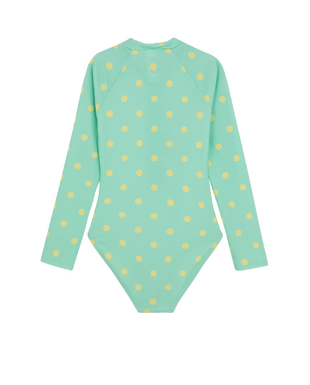Gottex Dot Dot Dot Long Sleeve Zip Front One Piece Green