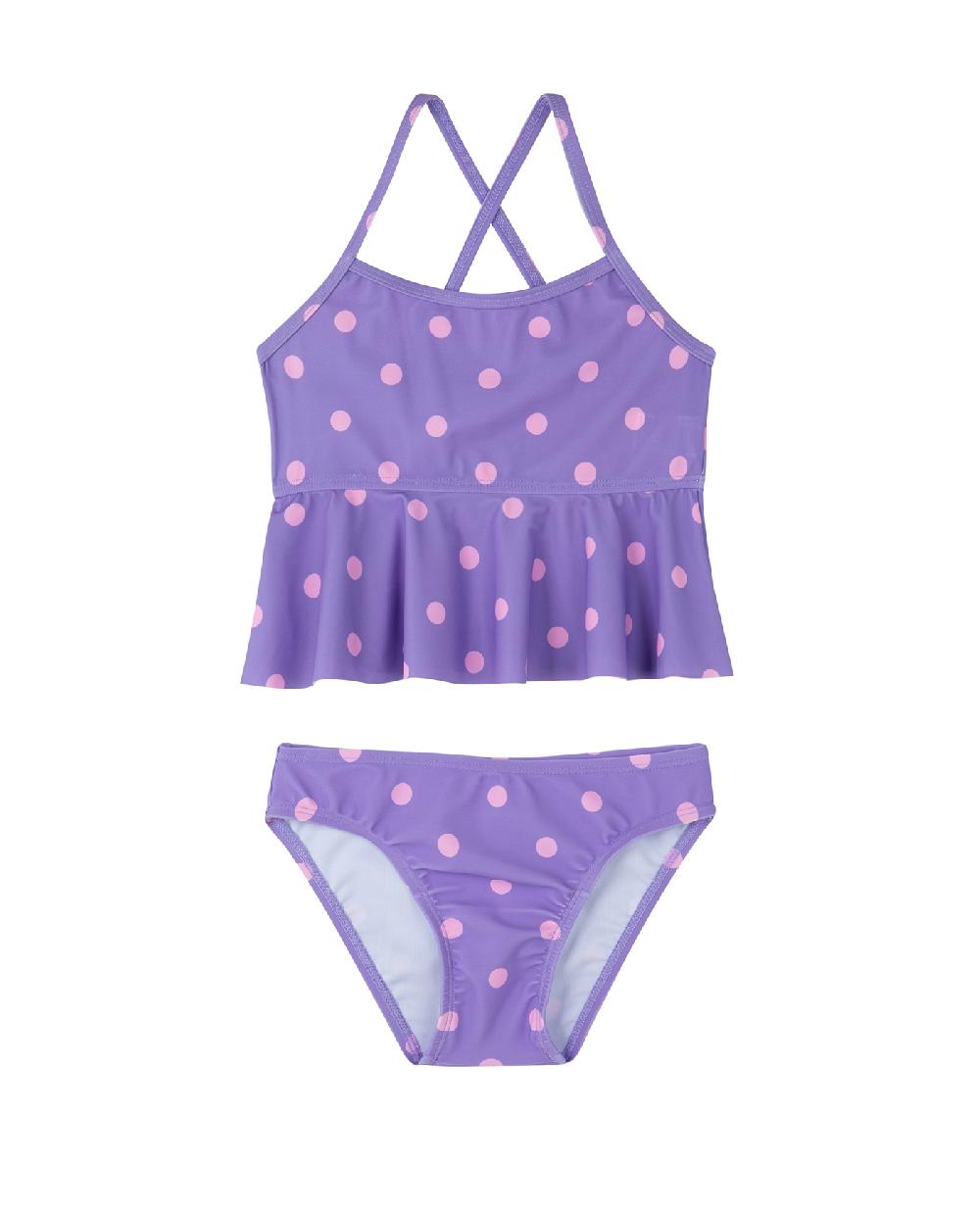 gottex Dot Dot Dot Scoop Neck Ruffle Swim Set Purple