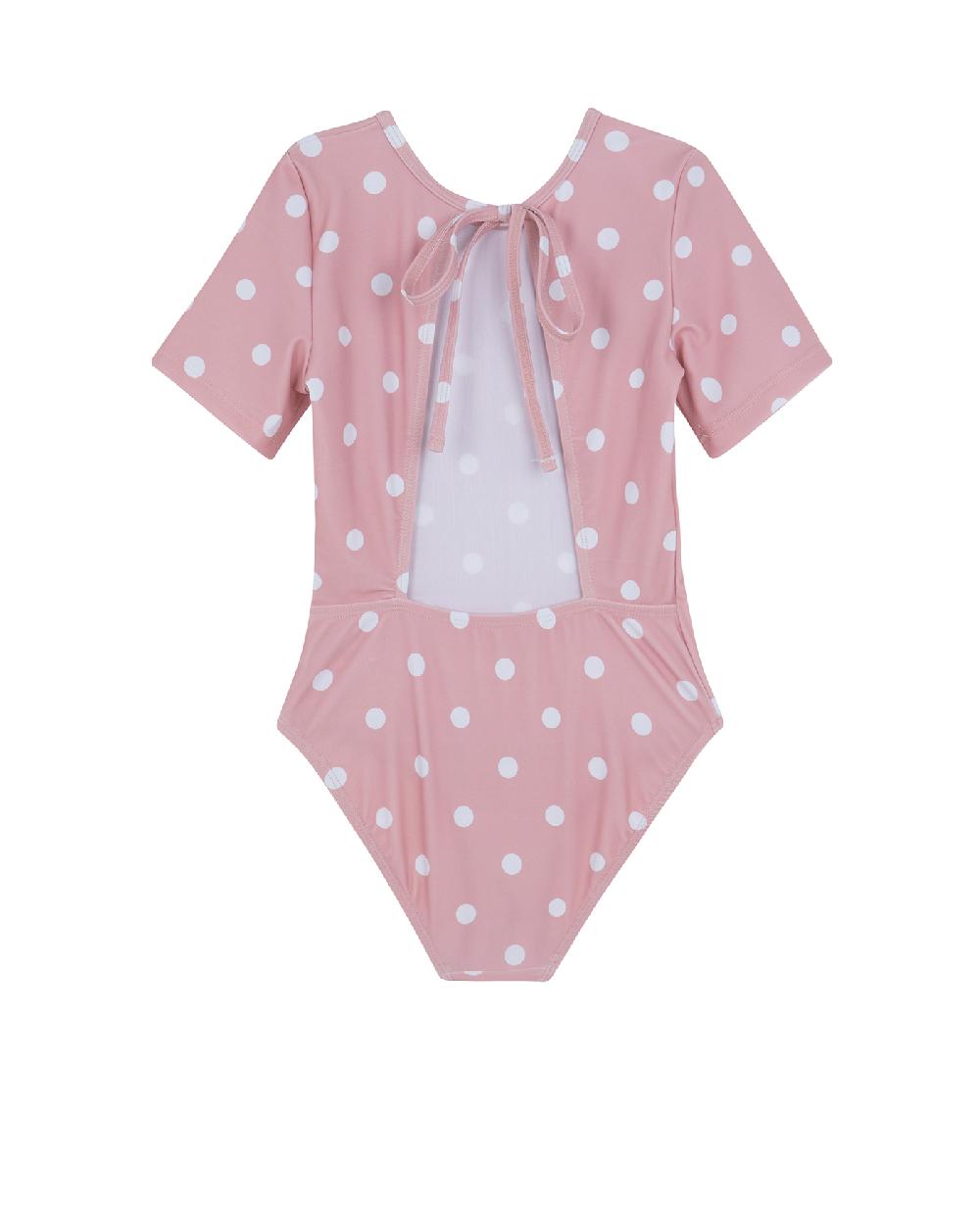 Gottex Dot Dot Dot Short Sleeve Open Tie Back One Piece Pink