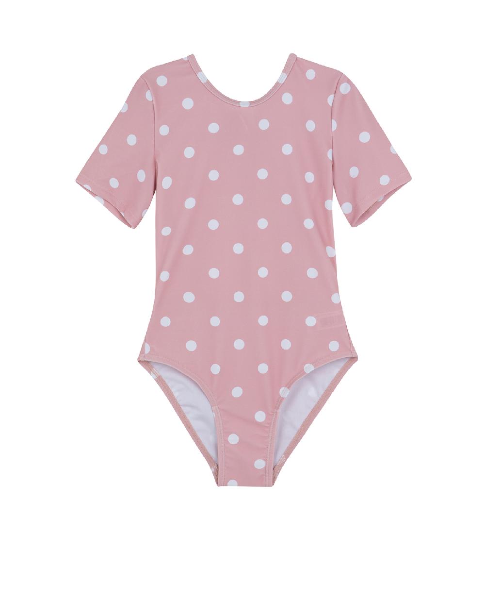 gottex Dot Dot Dot Short Sleeve Open Tie Back One Piece Pink