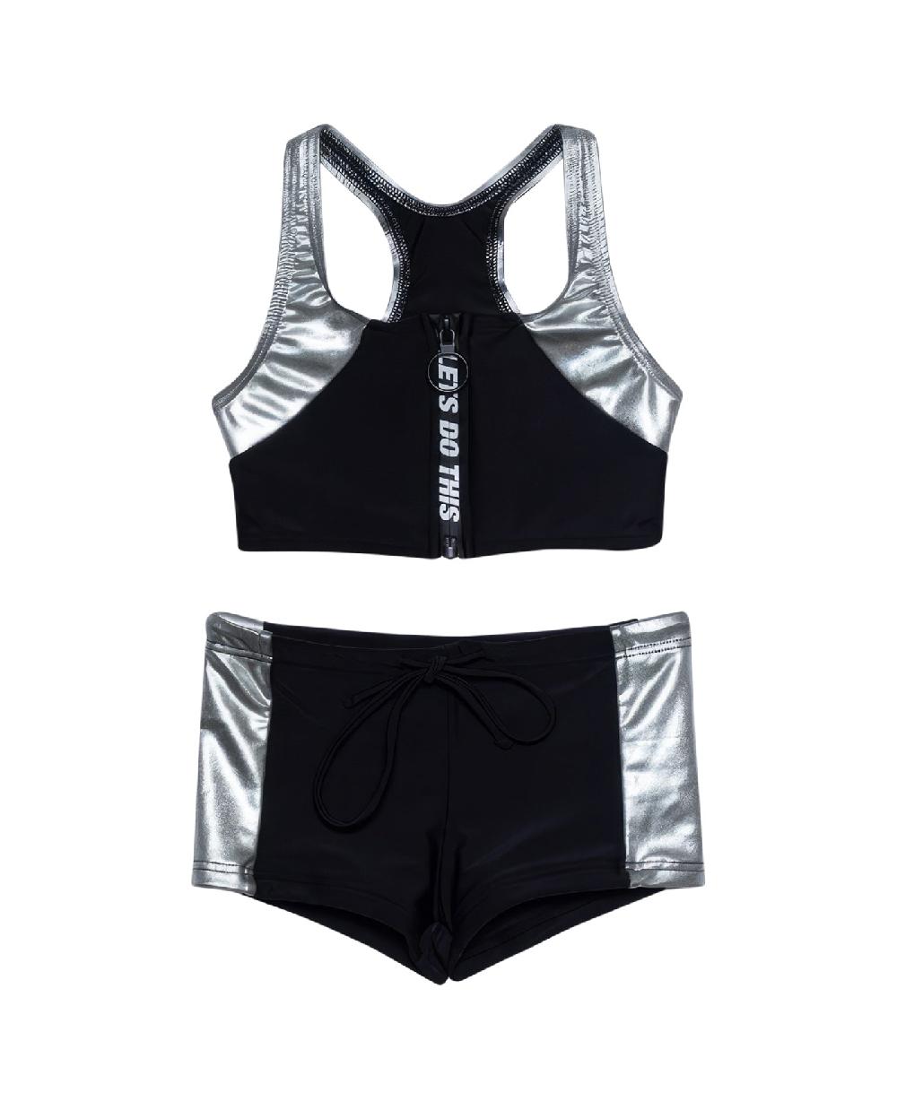 gottex Duo Sporty Round Neck Bikini Top And Boy Shorts Set Duo