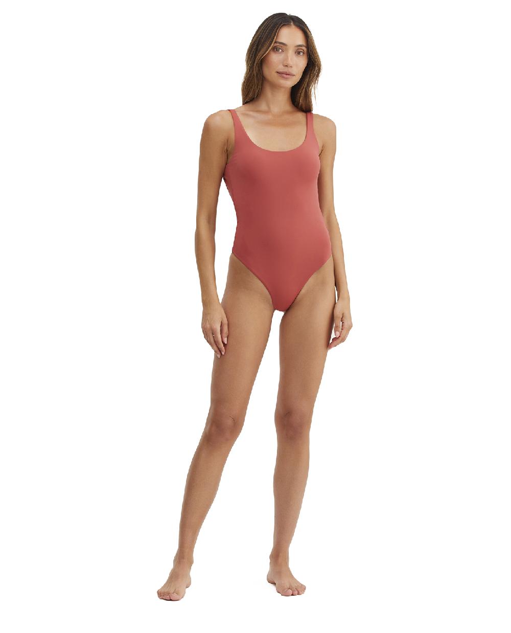 gottex Endless Summer Romi Reversible High Leg Scoop Front One Piece Clay
