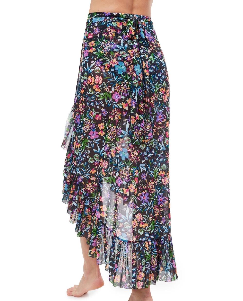 Gottex Flora Ruffled High Low Mesh Cover Up Wrap Skirt Profile