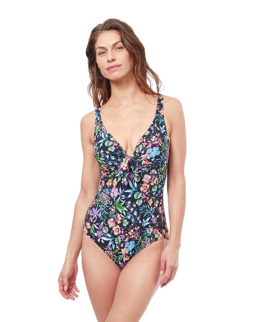 gottex Flora Tie Front Underwire V-Neck One Piece Swimsuit Profile