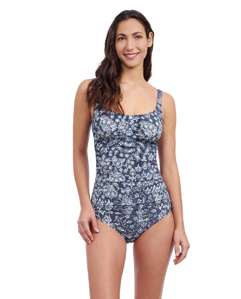gottex Flores D-Cup Square Neck Underwire Tankini Top Profile