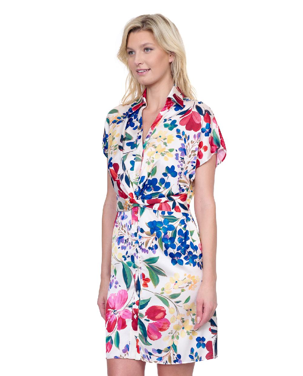 Gottex Garden Dream Button Down Shirt Dress Cover Up Garden