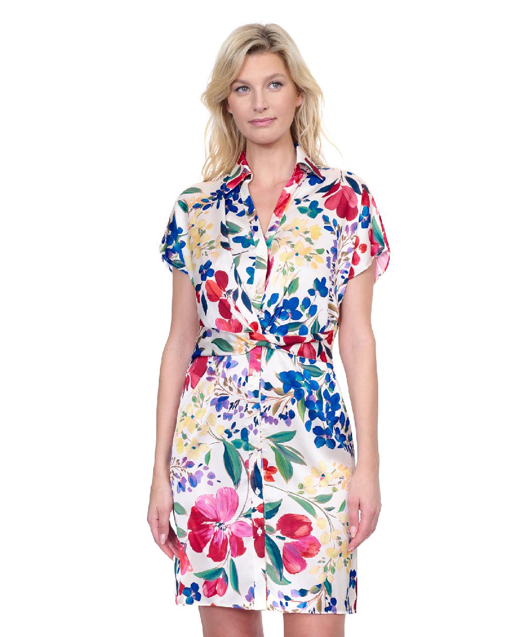 gottex Garden Dream Button Down Shirt Dress Cover Up Garden
