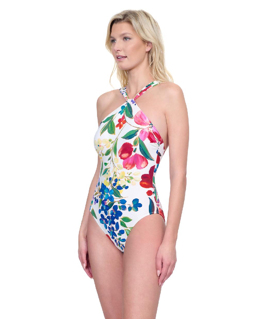 Gottex Garden Dream High Neck Twist Halter One Piece Swimsuit Garden