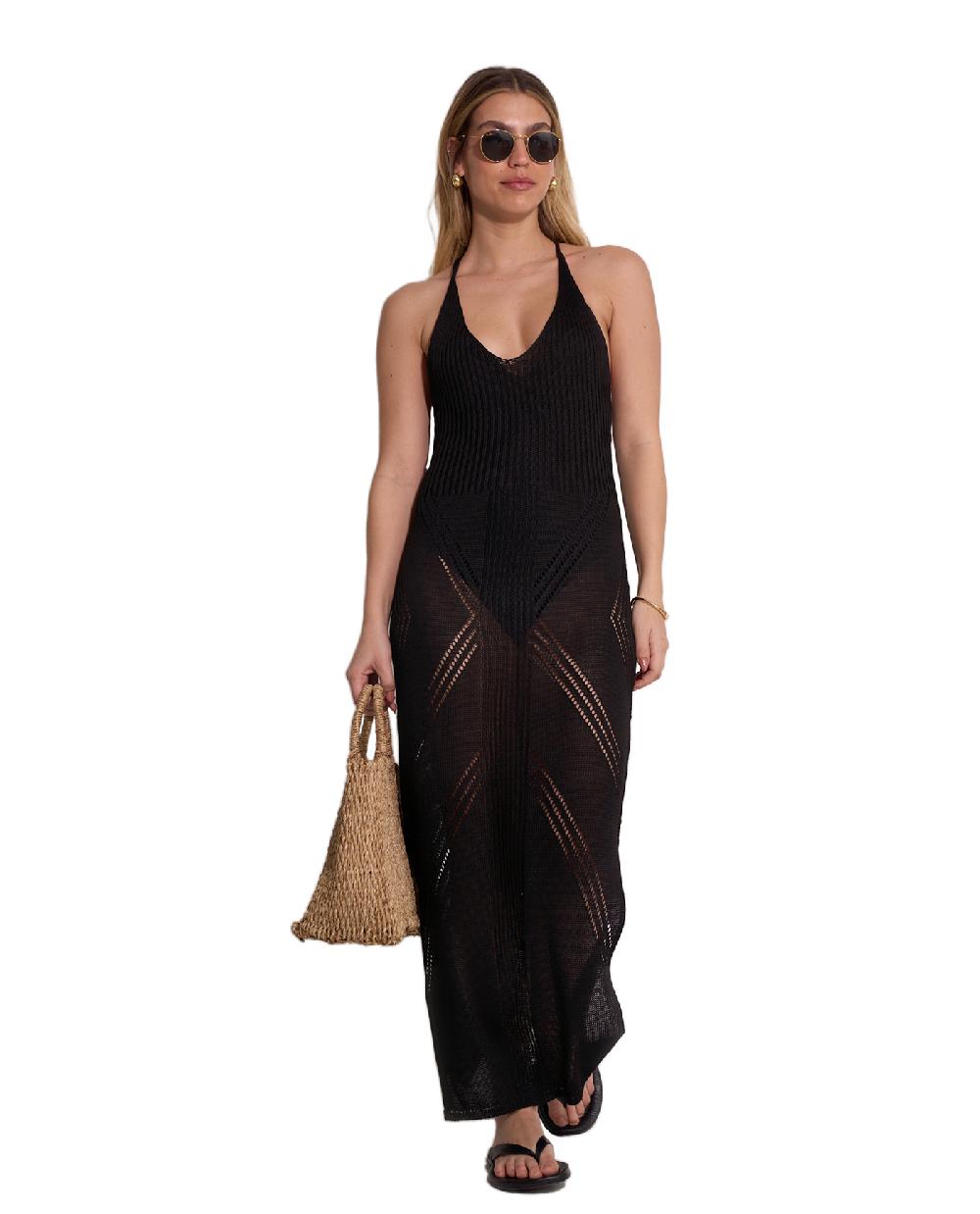 gottex Geometric Crochet Maxi Dress Cover-Up Geometric