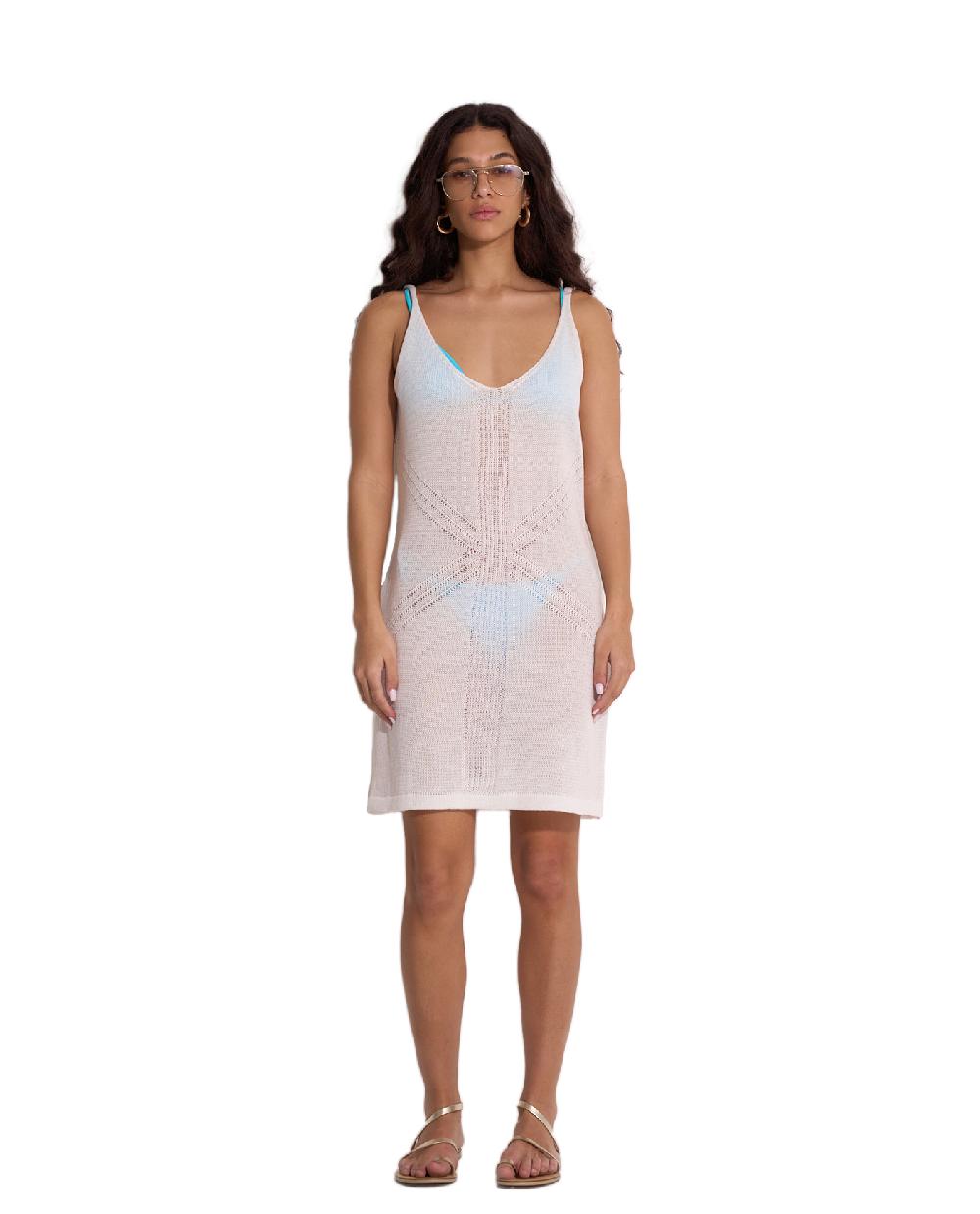 gottex Geometric Crochet Mini Beach Dress Cover-Up Geometric